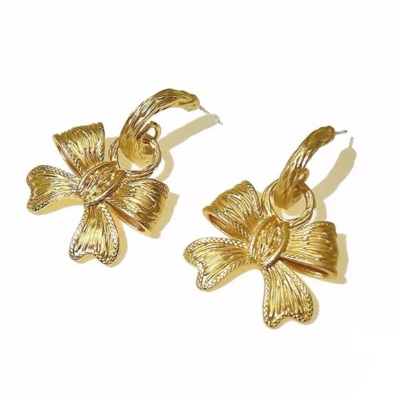 Vintage style bow earrings A1168 - Picture 2 of 5